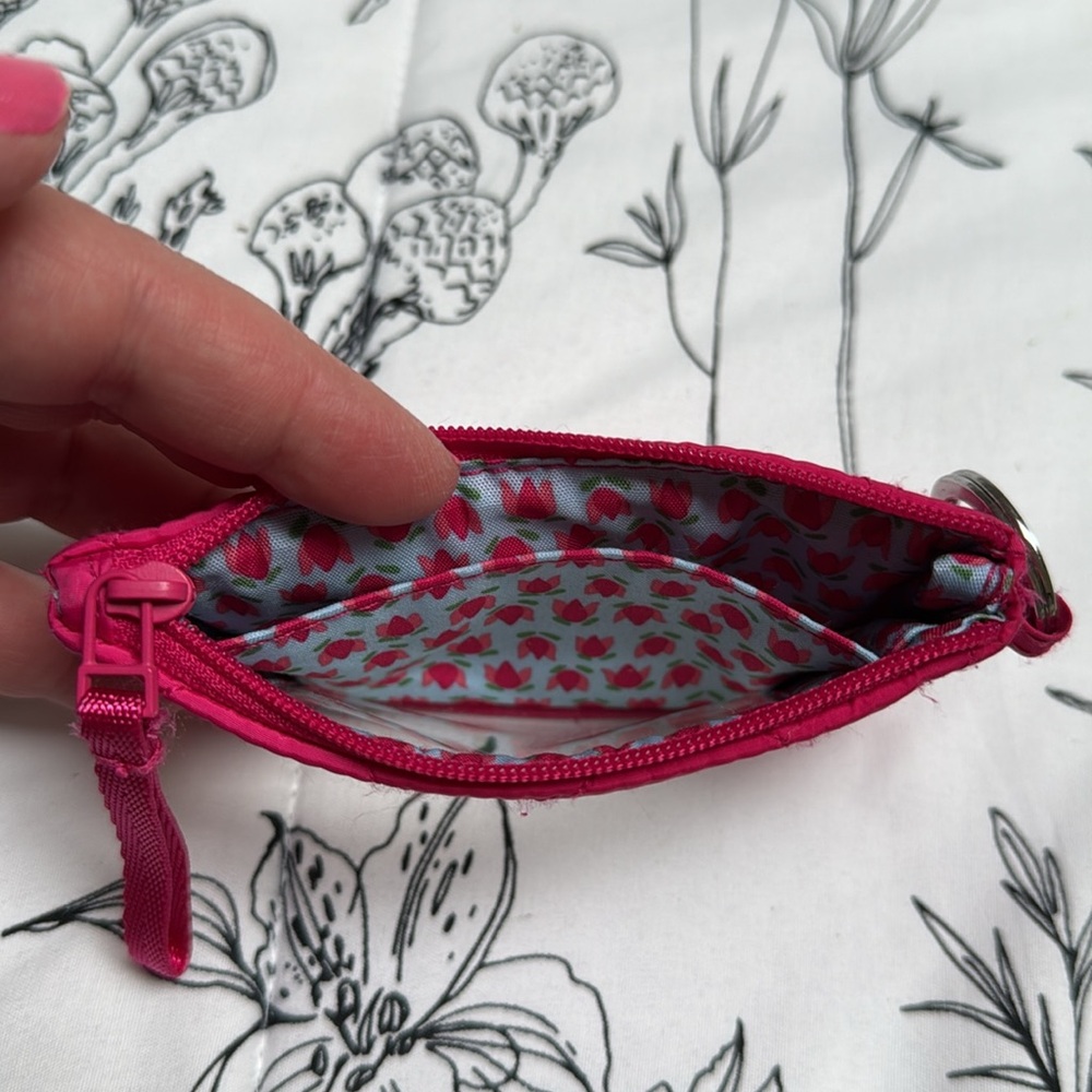 Vera Bradley Zip ID in Peacock Pink with Tulip interior EUC - Picture 7 of 7